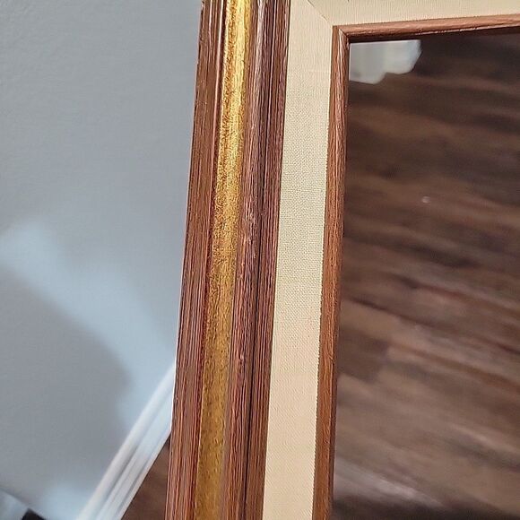 Pair Vtg MCM Wood Art Frames Linen Liner holds 9x12 & 5 x7 no glass Gallery Wall - Picture 10 of 15